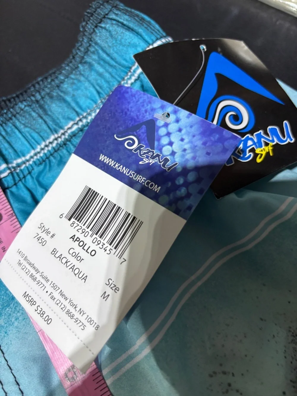 Kanu Apollo UPF 50+ Board shorts,mesh lined Velcro leg pocket,tie waist,aqua